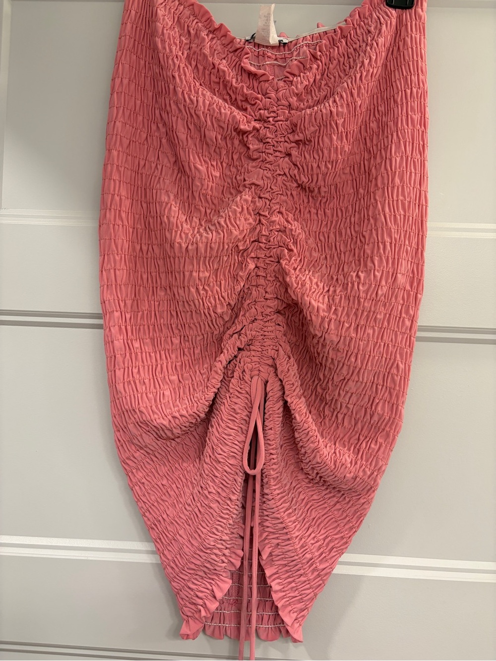 Pink Ruched Drawstring Midi Skirt - Picture 2 of 8